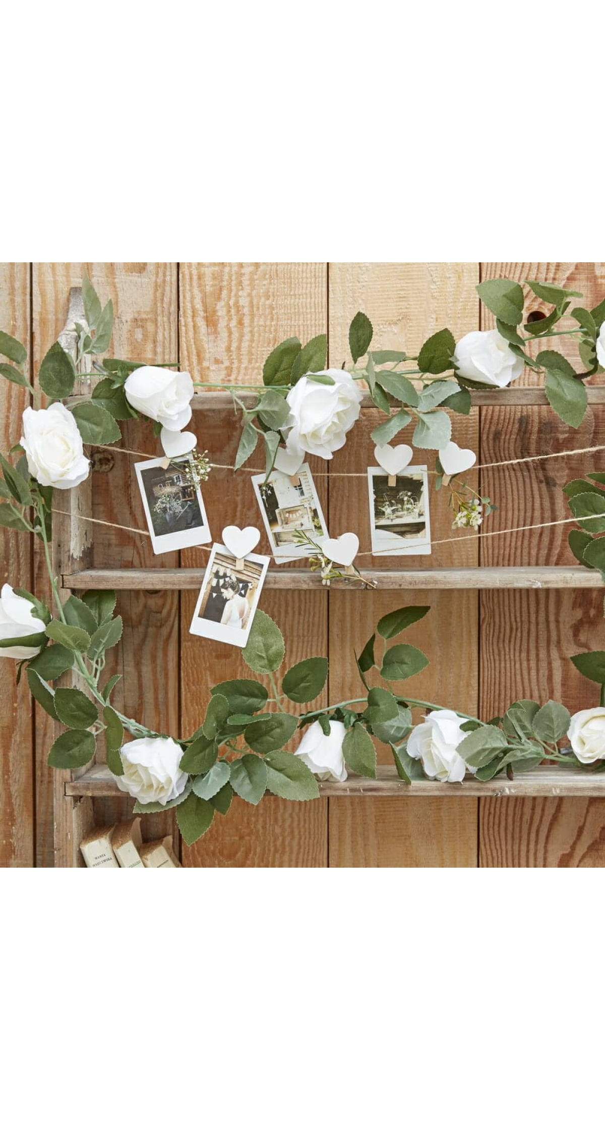 White Rose Artificial Foliage Garland