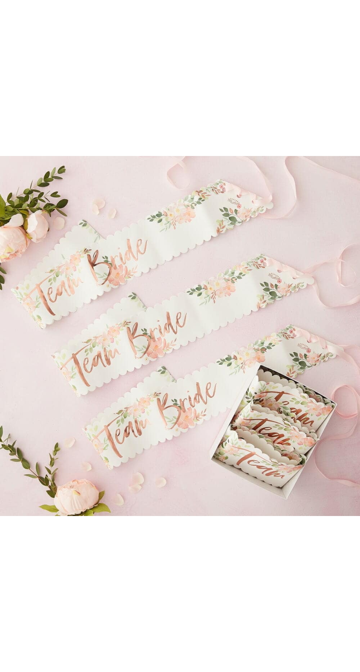 Floral Team Bride Hen Party Sashes 6 Pack