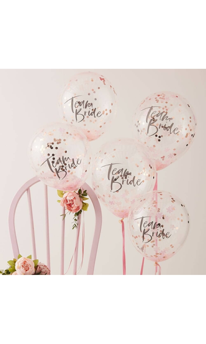 Team Bride 12" Confetti Latex Balloons - 5pk