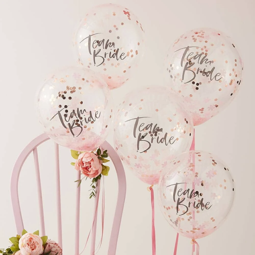 Team Bride 12" Confetti Latex Balloons - 5pk