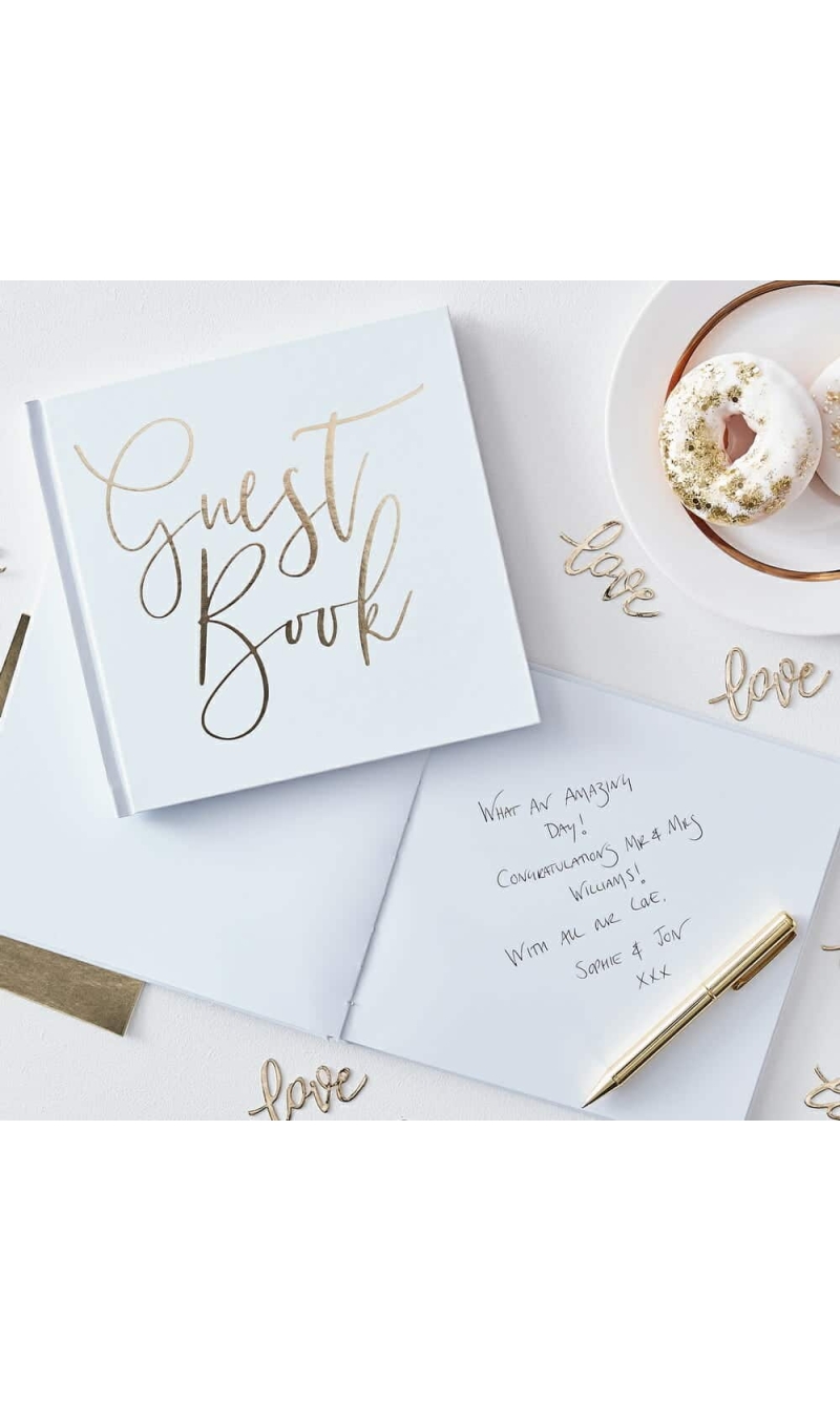 White and Gold Foiled Guest Book