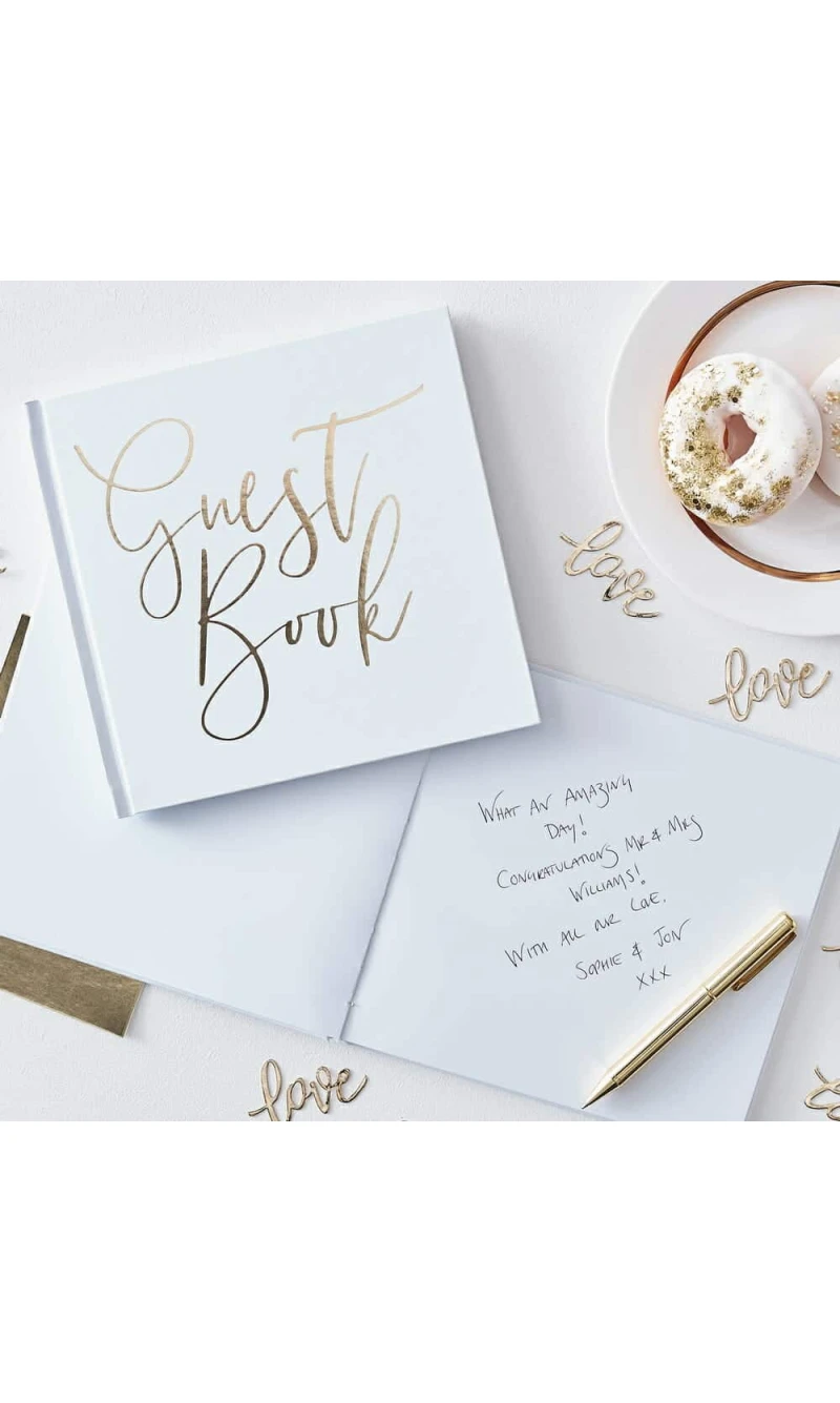 White and Gold Foiled Guest Book
