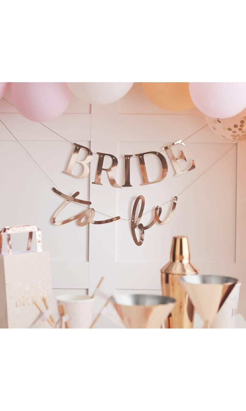 Rose Gold Bride To Be Hen Party Banner