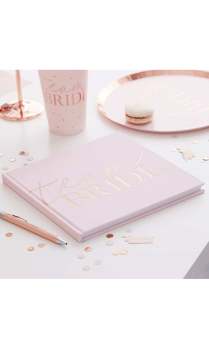 Pink Blush Velvet Team Bride Hen Party Guest Book