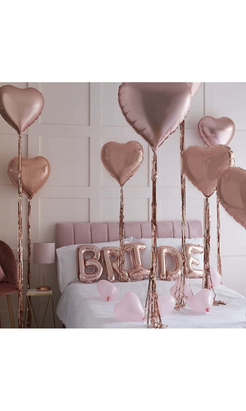 Rose Gold Bride and Heart Balloons Room Decoration Kit