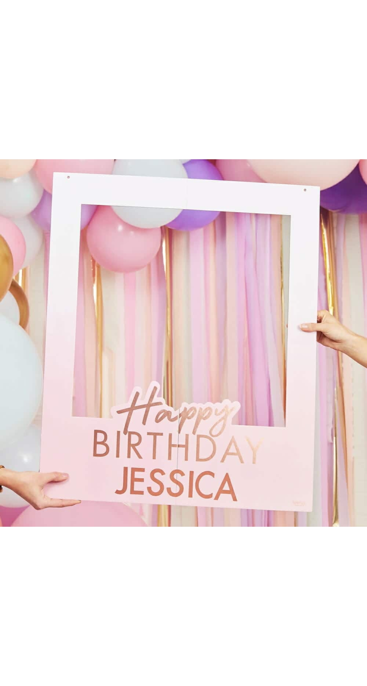 Rose Gold Foiled Personalised Happy Birthday Selfie Photo Booth Frame