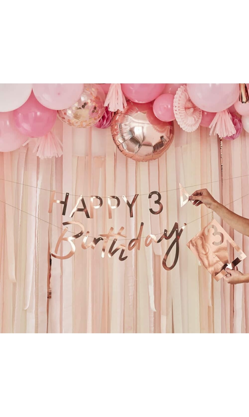 Customisable Milestone Rose Gold Birthday Banner