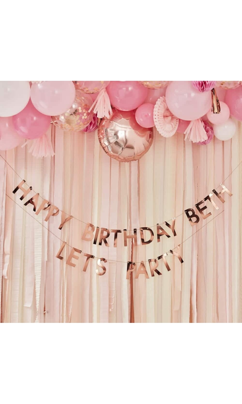 Rose Gold Personalised Birthday Banner