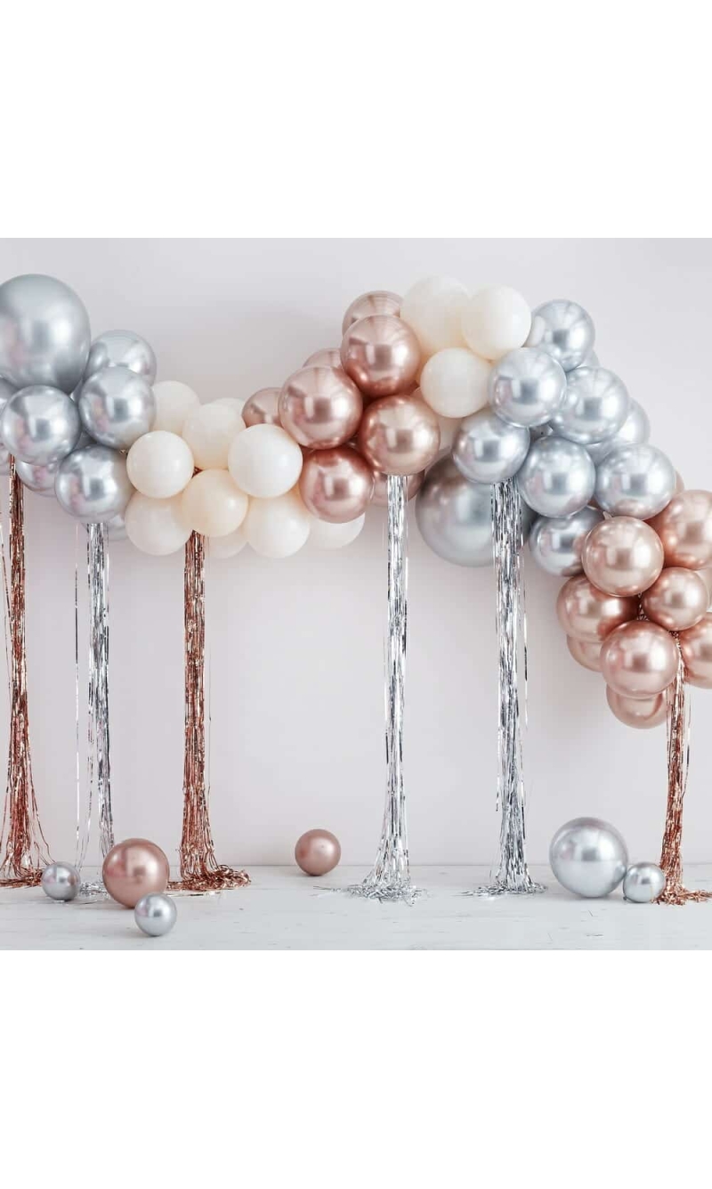 Mixed Metallics Balloon Arch With Streamers