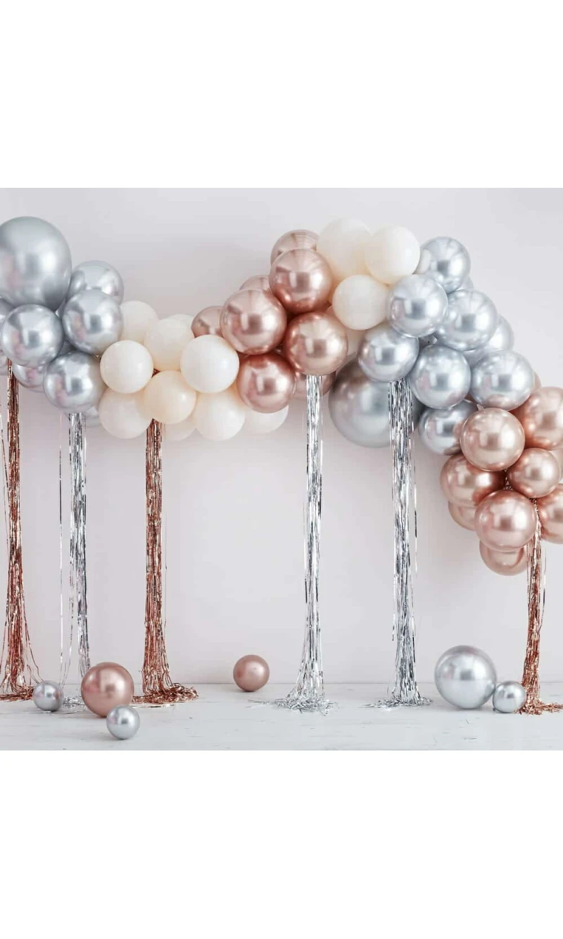 Mixed Metallics Balloon Arch With Streamers