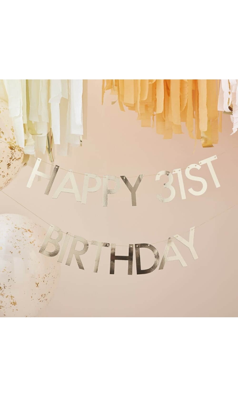 Gold Customisable Happy Birthday Bunting Banner