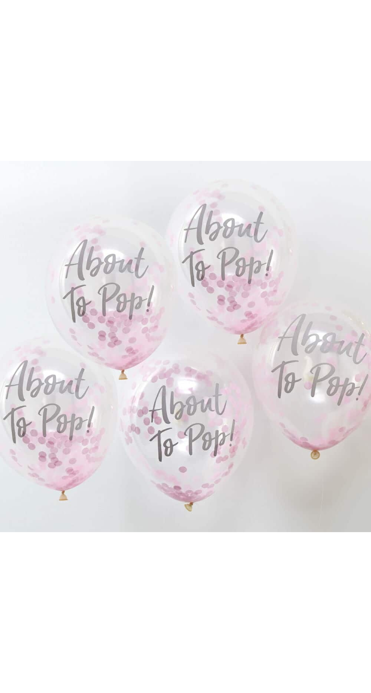 About To Pop! Pink Baby Shower 12" Confetti Latex Balloons - 5pk