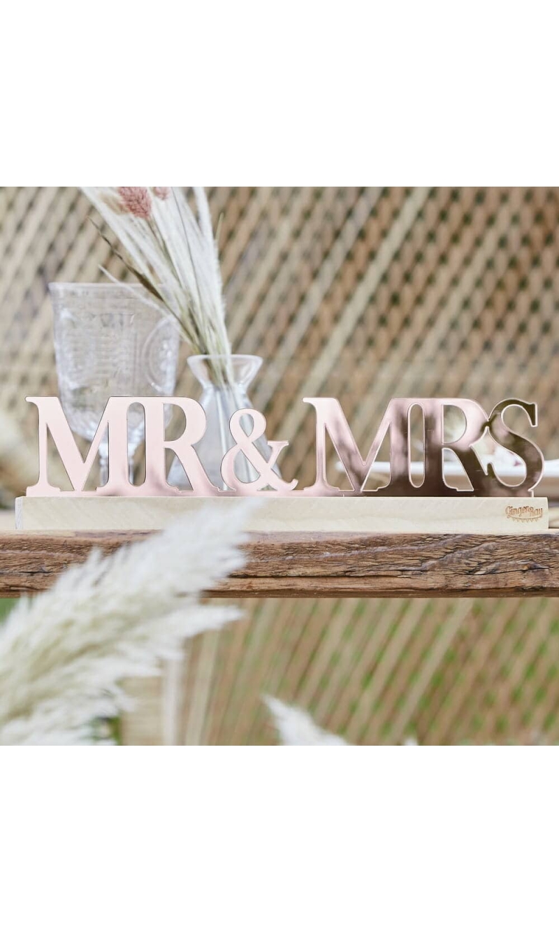 Rose Gold Acrylic Mr and Mrs Sign