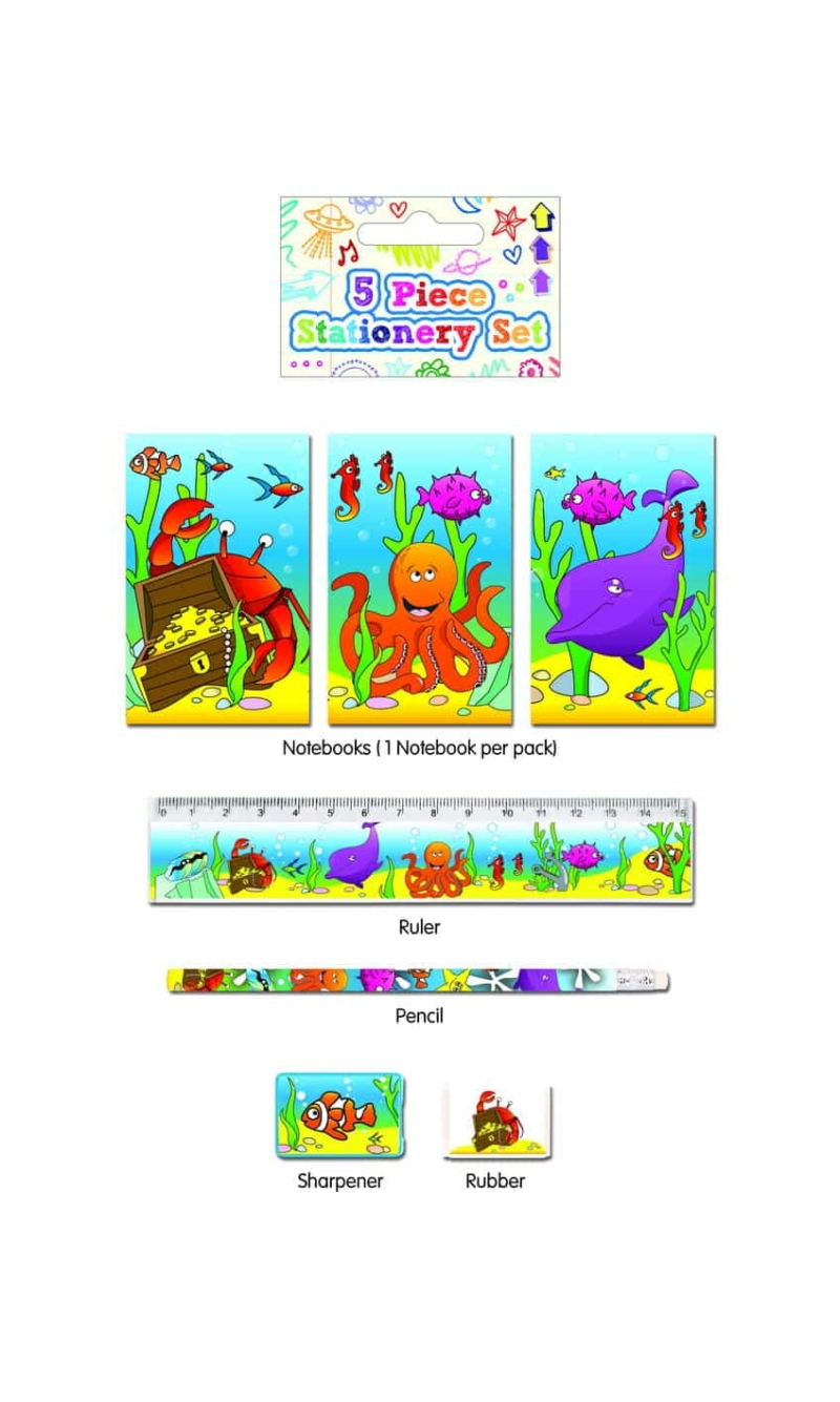 Party Favours Sealife Stationery Set - 5pk