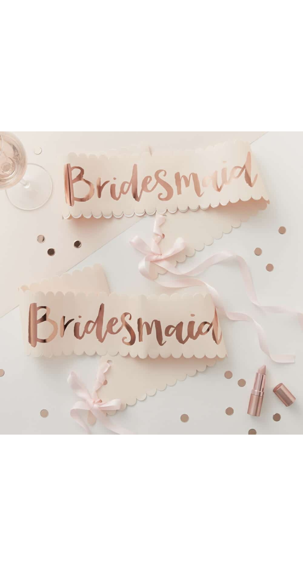 Pink And Rose Gold Hen Party Bridesmaid Sashes - 2 Pack