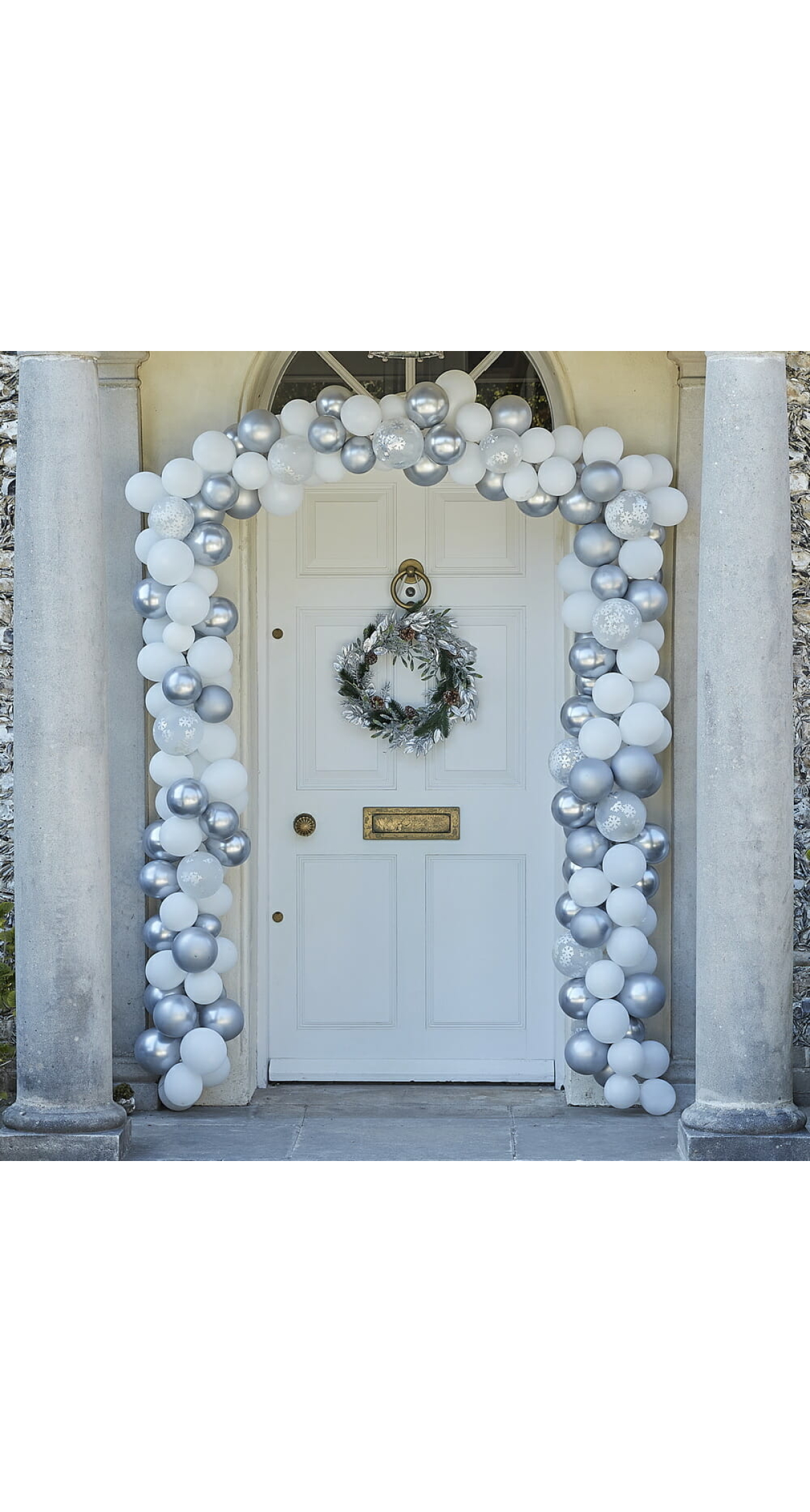 Silver And White Door Balloon Arch Kit