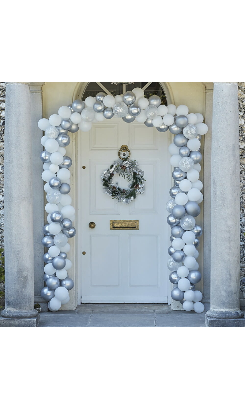 Silver And White Door Balloon Arch Kit