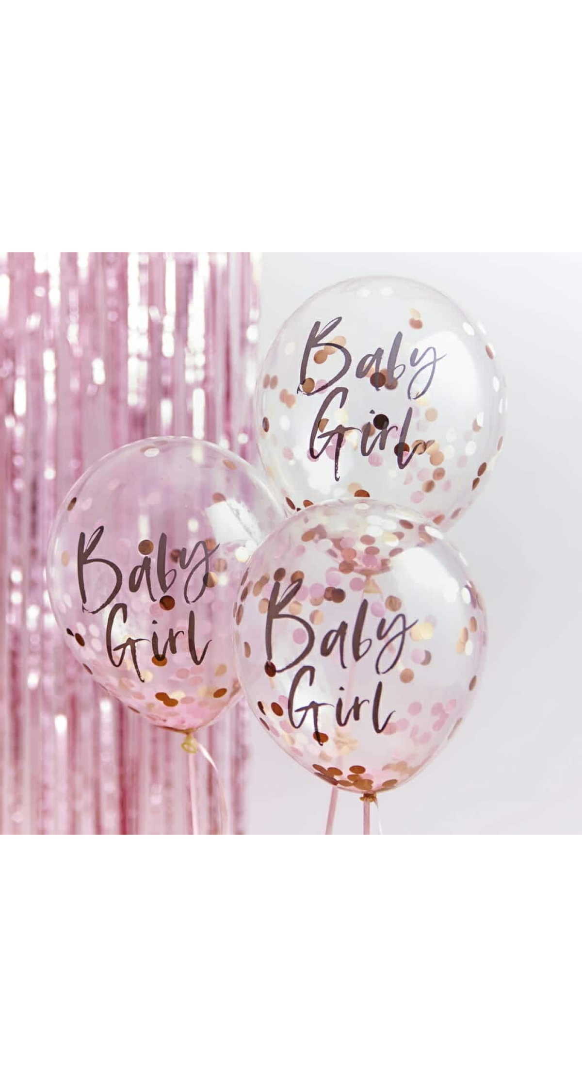 Baby Girl Pink Baby Shower Confetti 12" Latex Balloons - 5pk