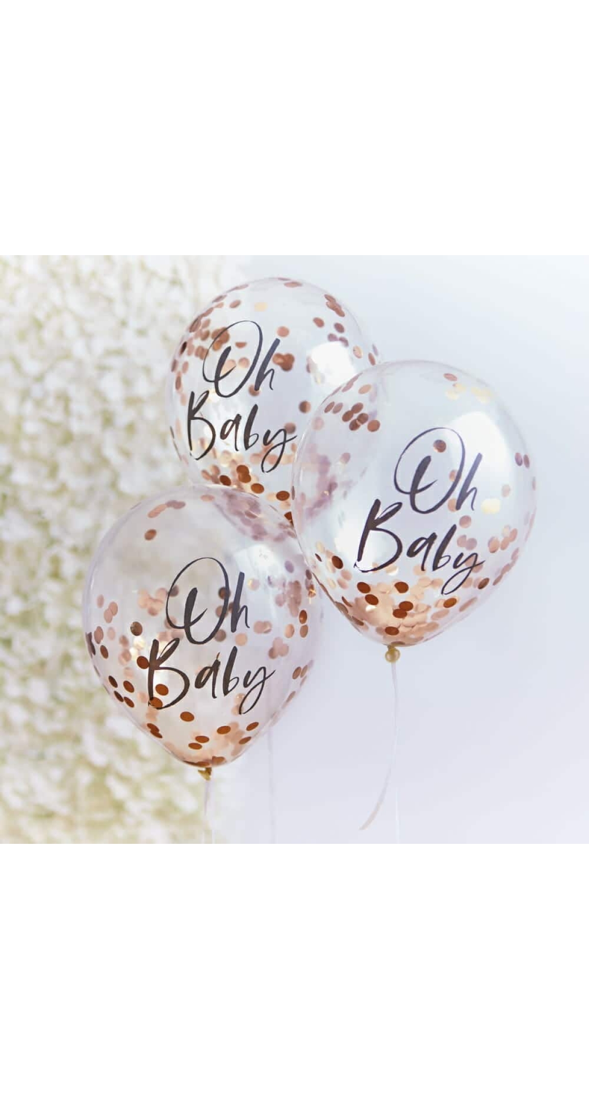 Rose Gold Oh Baby! Shower Confetti 12" Latex Balloons - 5pk