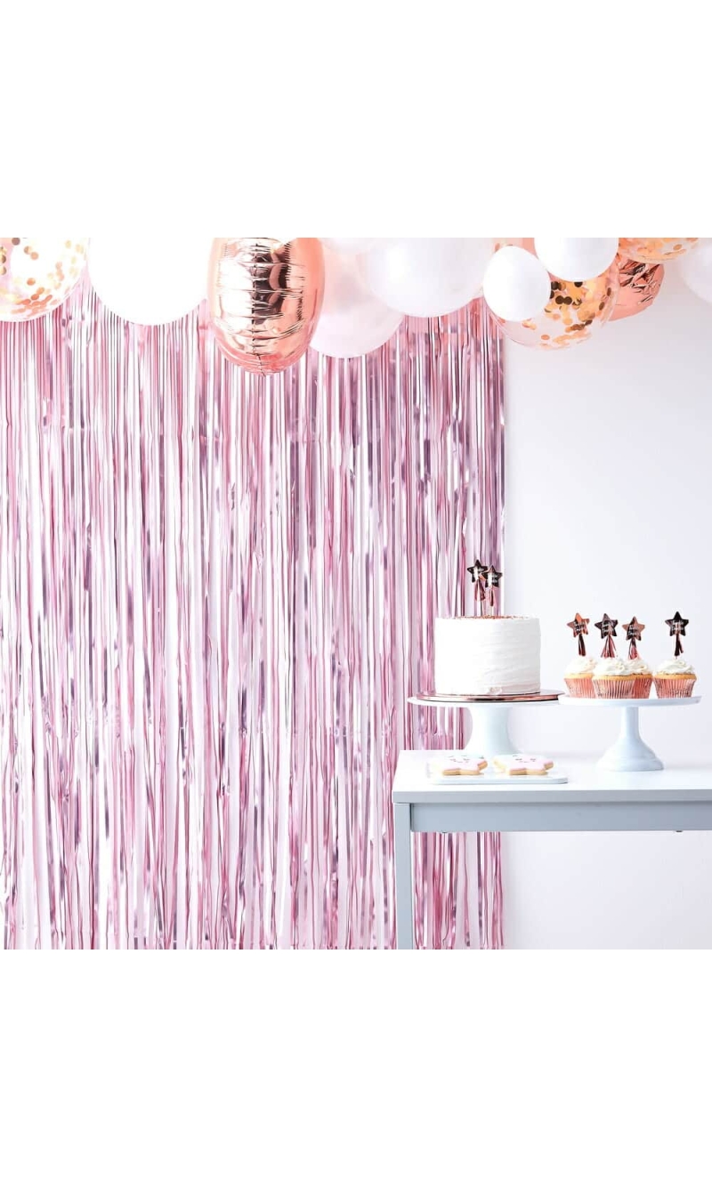 Matt Pink Fringe Curtain Backdrop