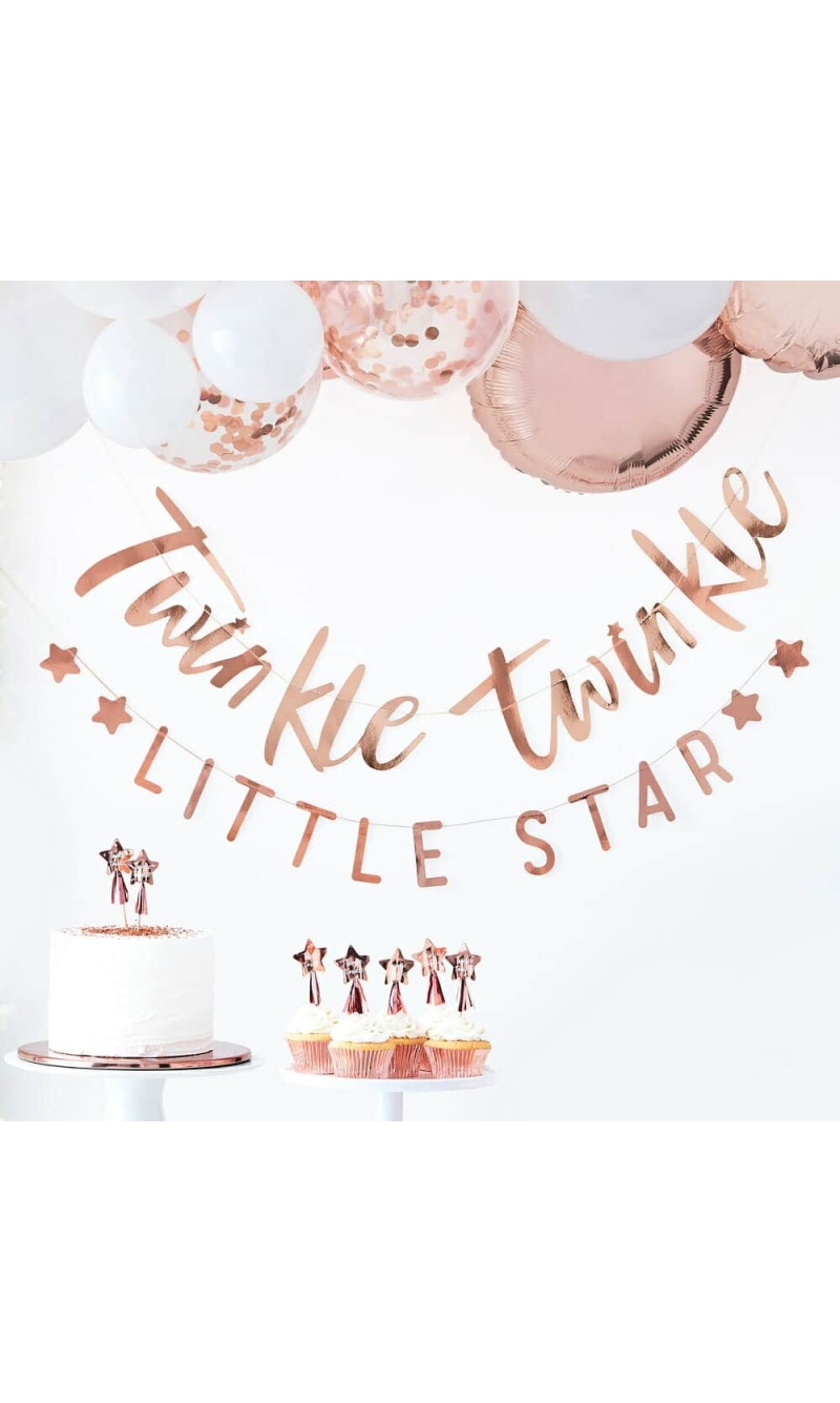 Twinkle Twinkle Rose Gold Baby Shower Bunting