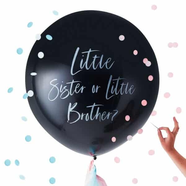 Black Giant Gender Reveal "Little Sister or Little Brother?" Latex Balloon - 36"
