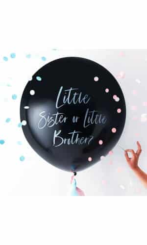 Black Giant Gender Reveal "Little Sister or Little Brother?" Latex Balloon - 36"