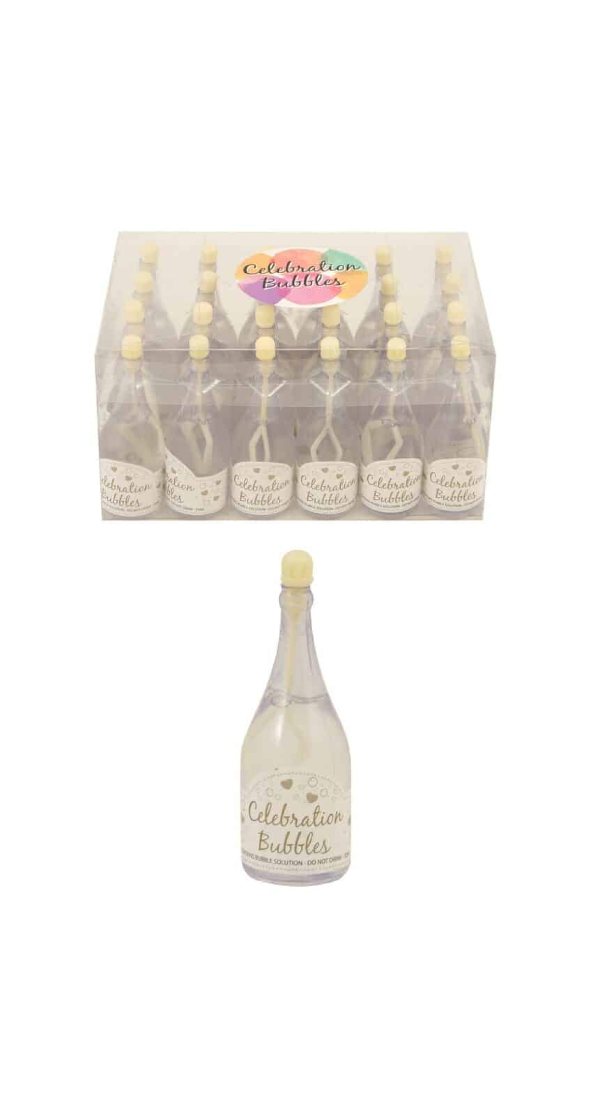Bubble Bottle 32ml / 9cm Clear With Cream Wand - 1pk