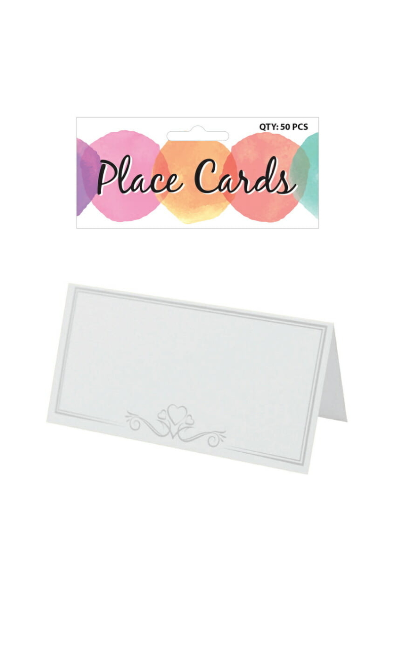 Place Cards White (9.6 x 4.8cm) - 50pk
