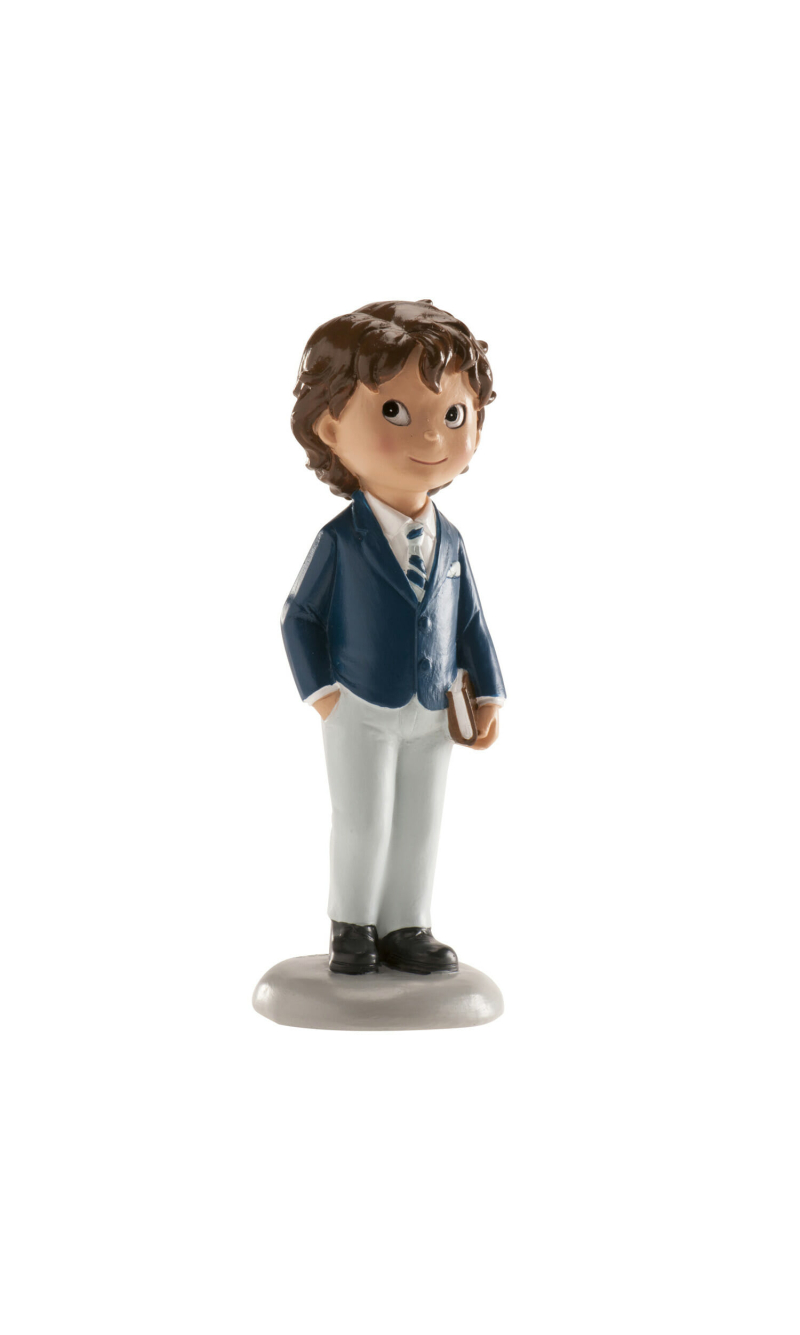 Communion Boy Cake Topper Blue Suit - 13cm