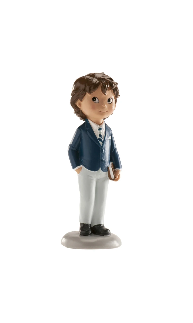 Communion Boy Cake Topper Blue Suit - 13cm