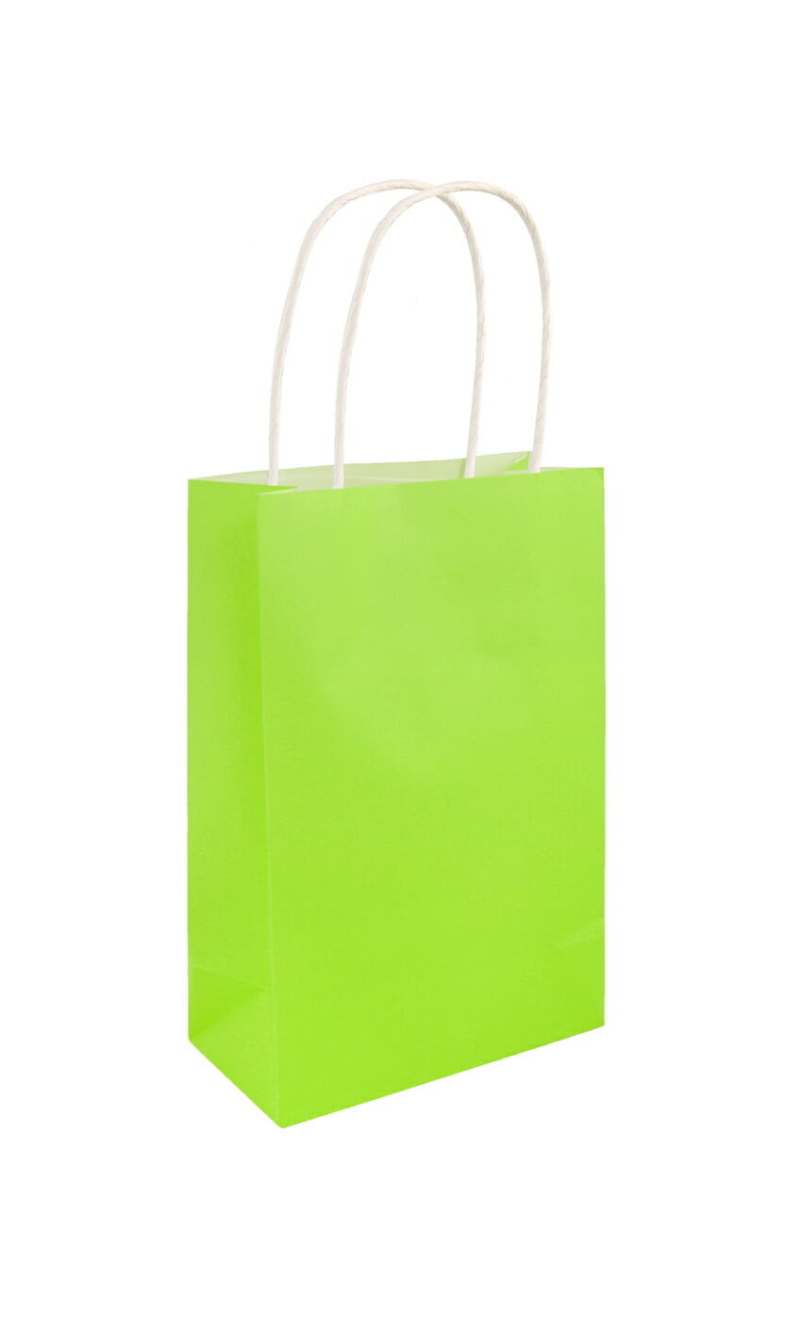 Party Paper Bag With Handles Neon Green - 14x21x7cm