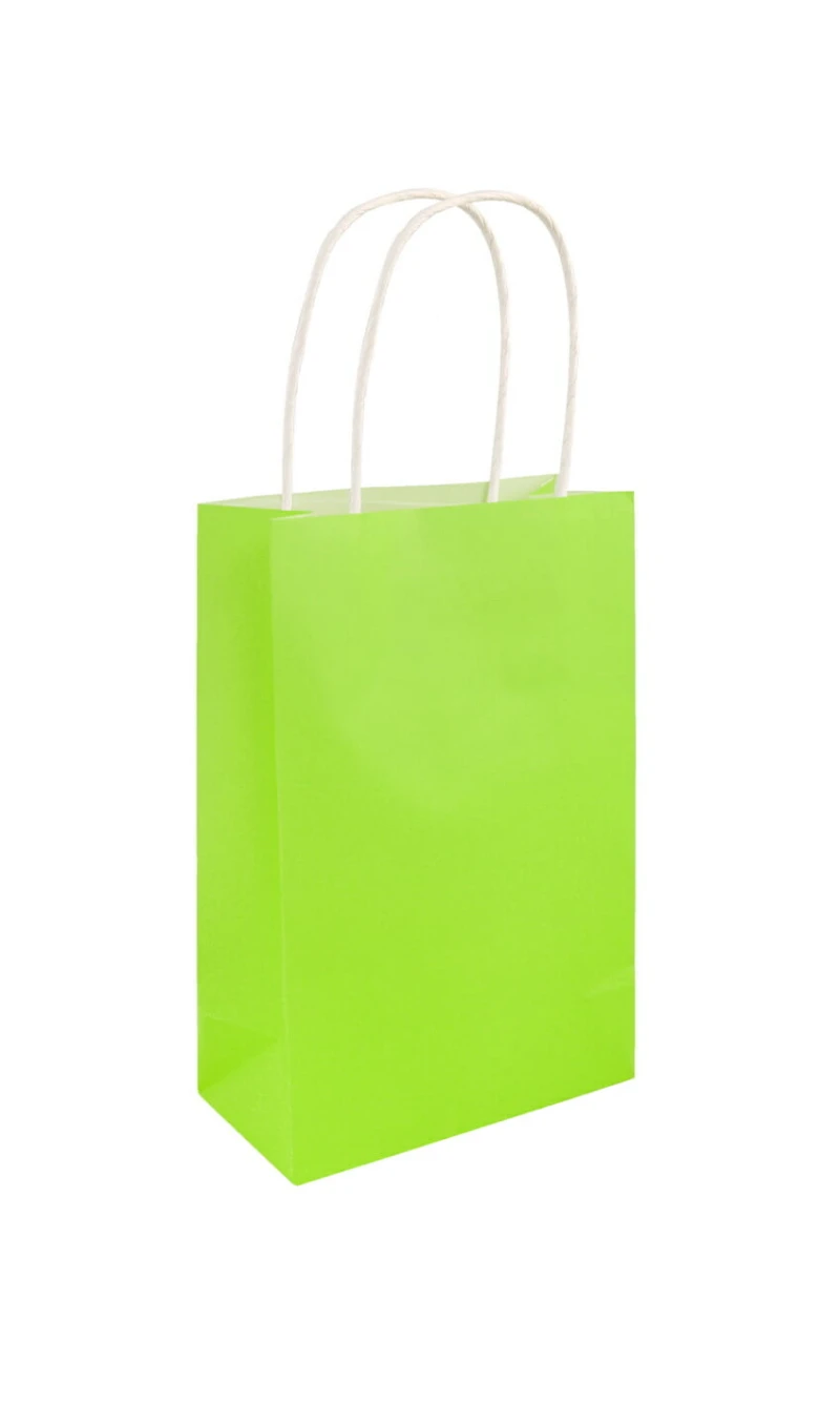Party Paper Bag With Handles Neon Green - 14x21x7cm