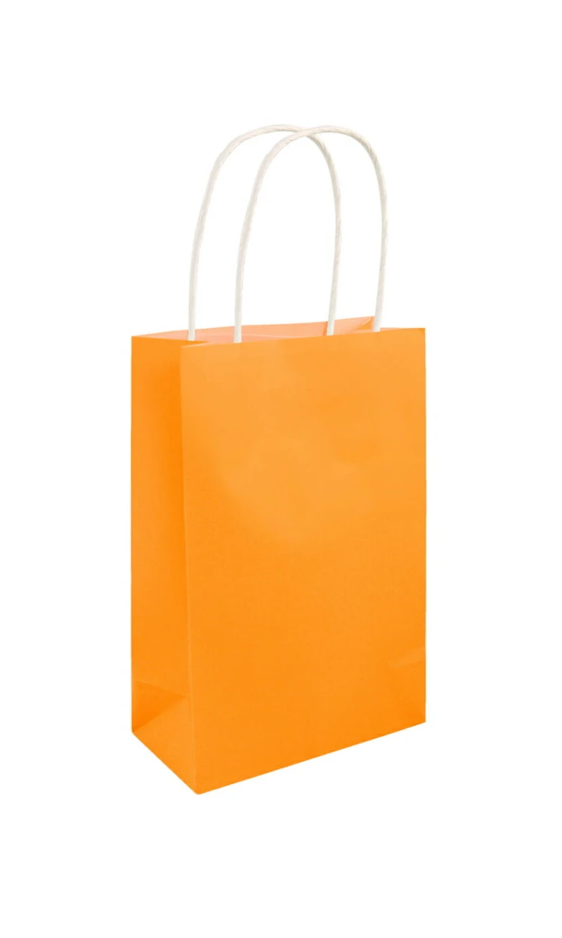 Party Paper Bag With Handles Neon Orange - 14x21x7cm