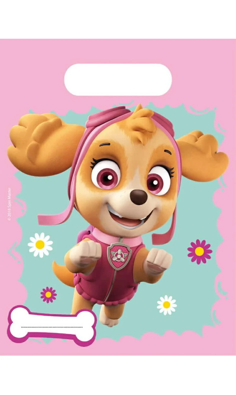 Paw Patrol Skye And Everest Plastic Party Bags - 6pk