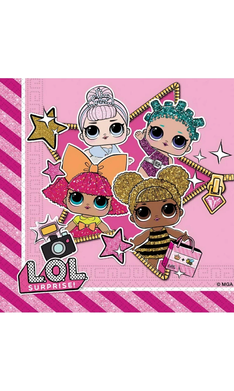 LOL Glitterati Two-Ply Paper Napkins 33x33cm - 20pk