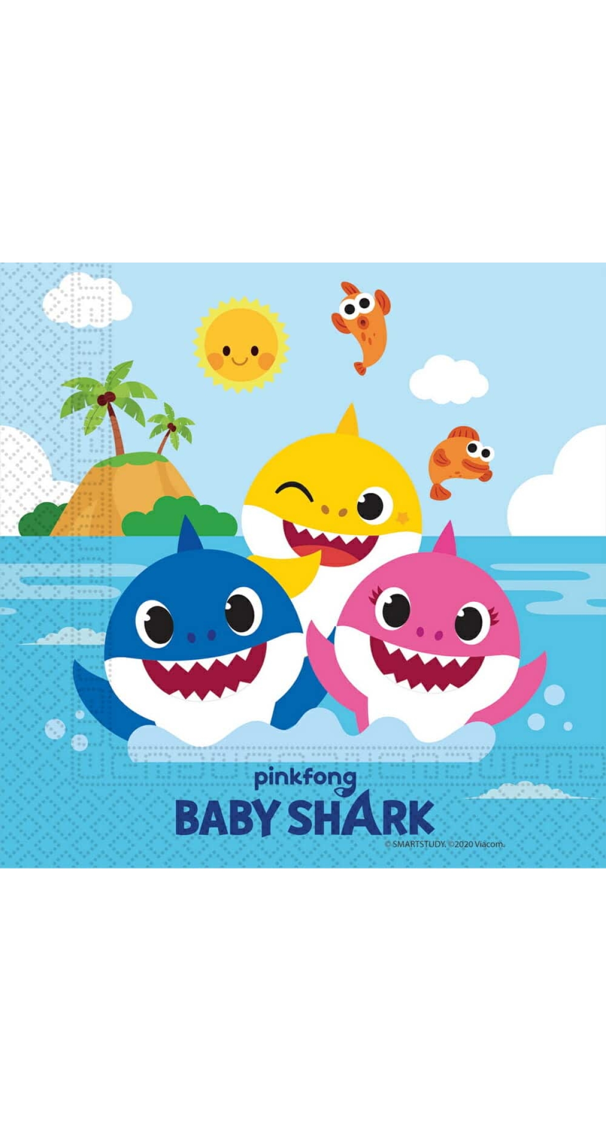 Baby Shark Two-Ply Paper Napkins 33x33cm - 20pk