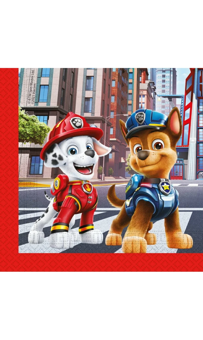 Paw Patrol The Movie Two-Ply Paper Napkins 33x33cm - 20pk