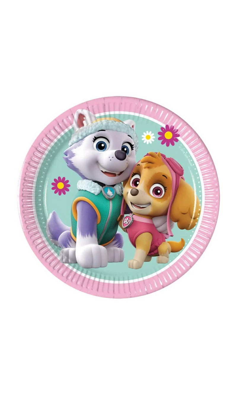 Paw Patrol Skye And Everest FSC Paper Plates 20cm - 8pk