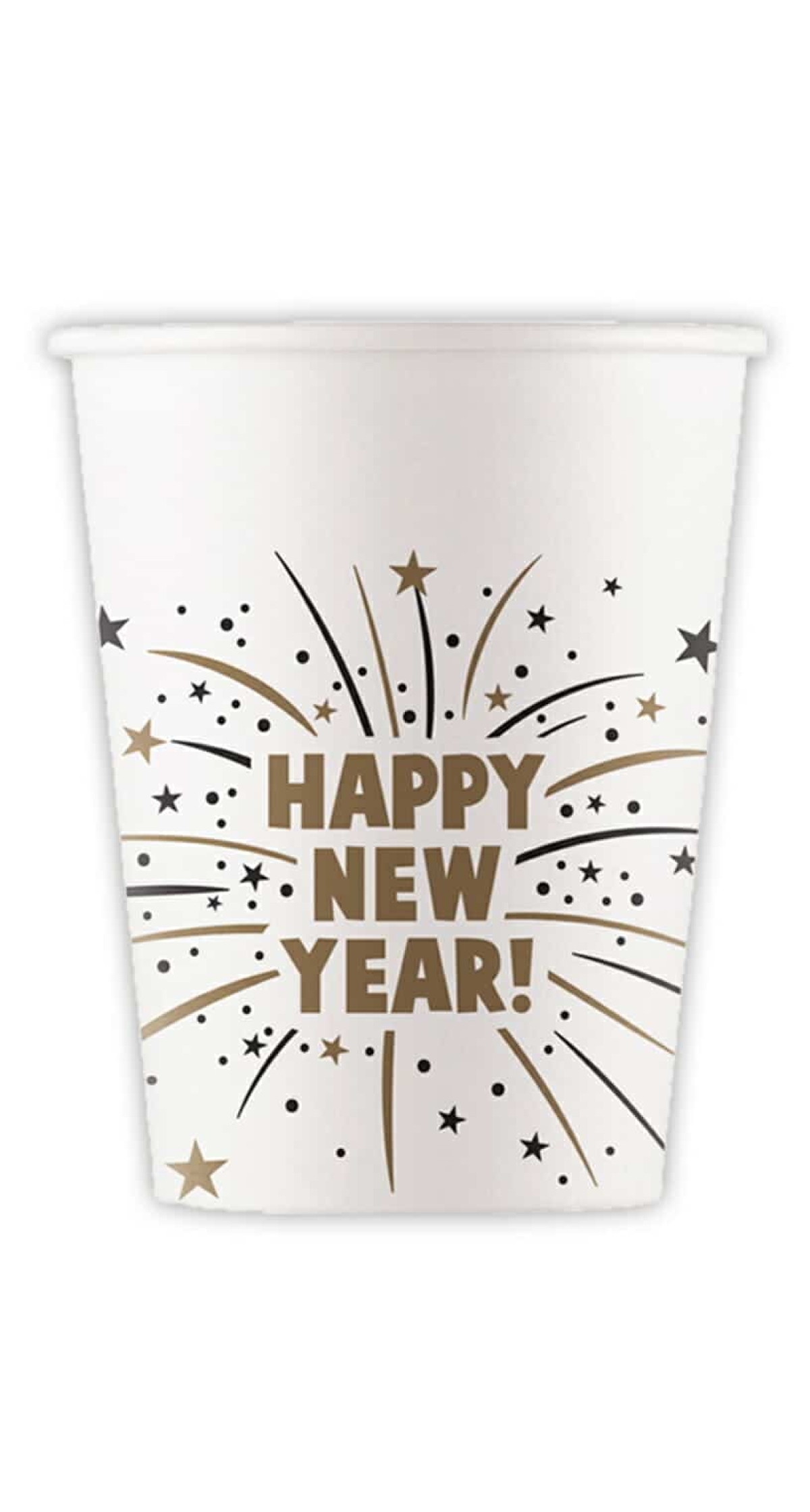 Happy New Year Flares FSC Paper Cups 200ml - 8pk