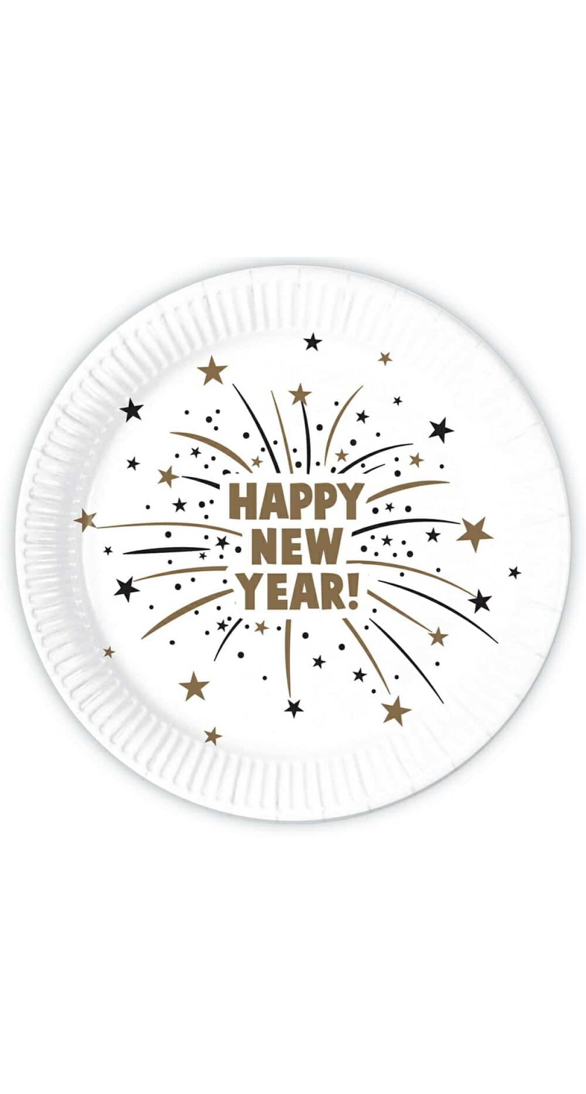 Happy New Year Flares FSC Paper Plates 23cm - 8pk