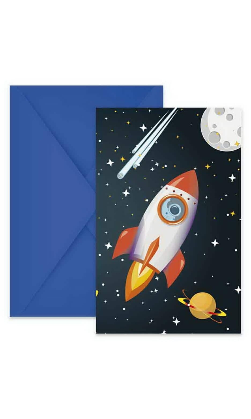 Rocket Space FSC Invitations & Envelopes - 6pk
