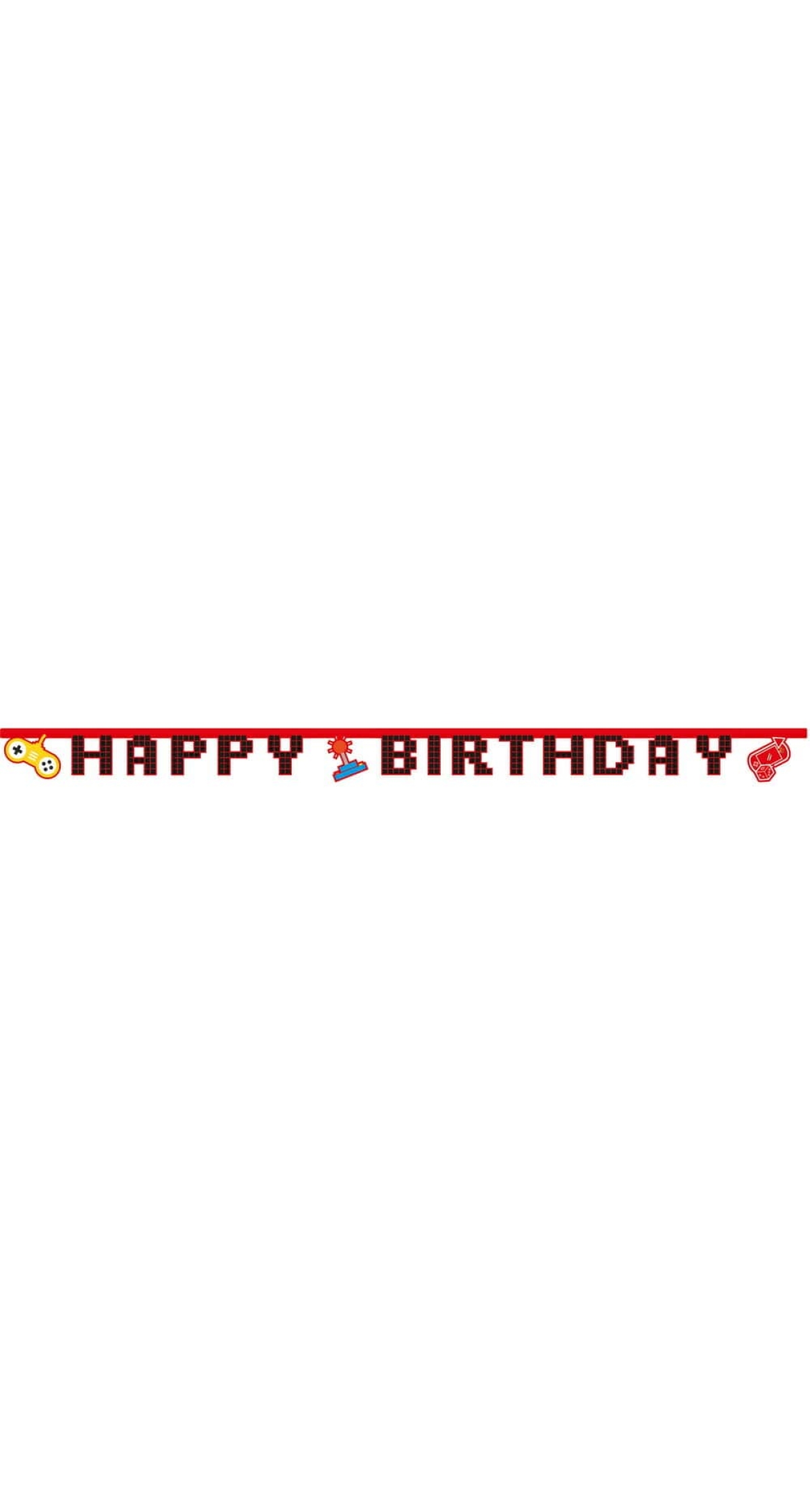 Gaming Party FSC "Happy Birthday" Die-Cut Banner - 1pk