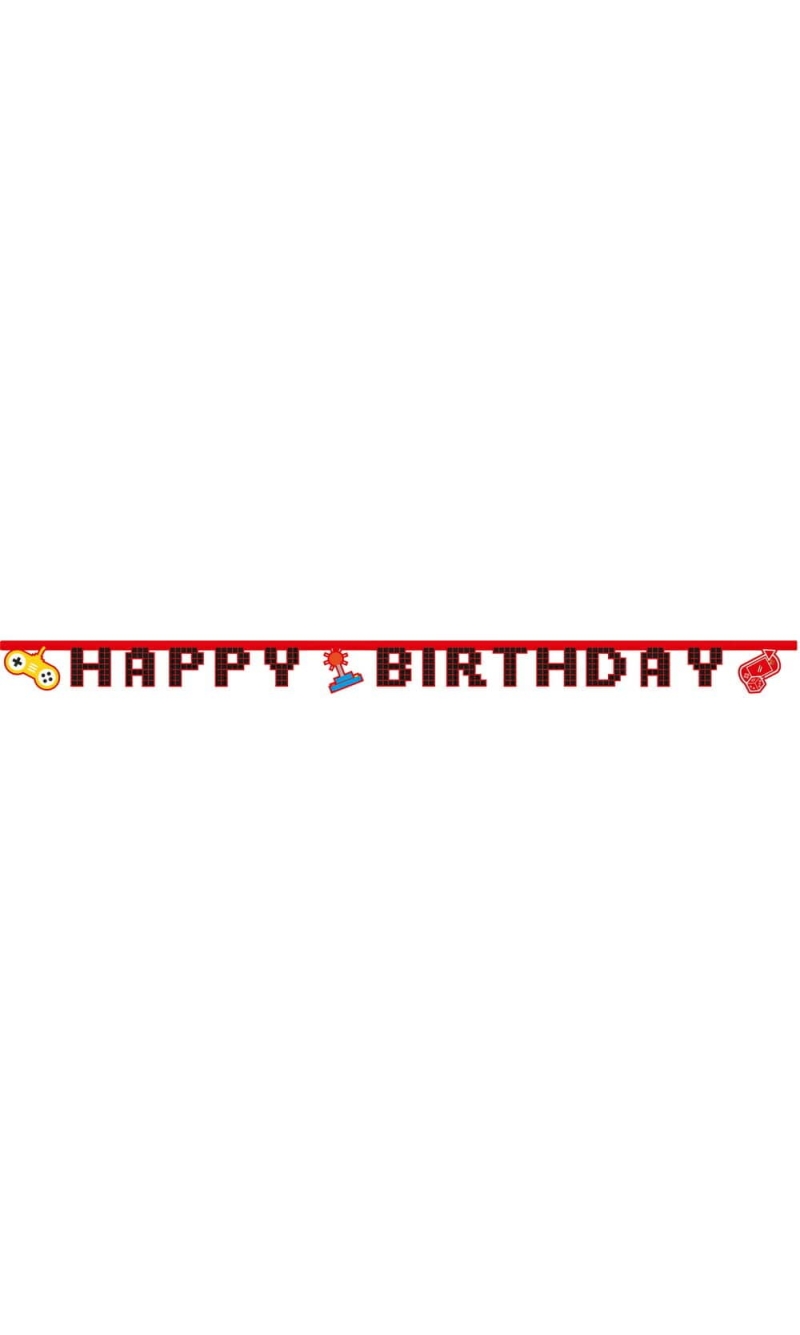 Gaming Party FSC "Happy Birthday" Die-Cut Banner - 1pk