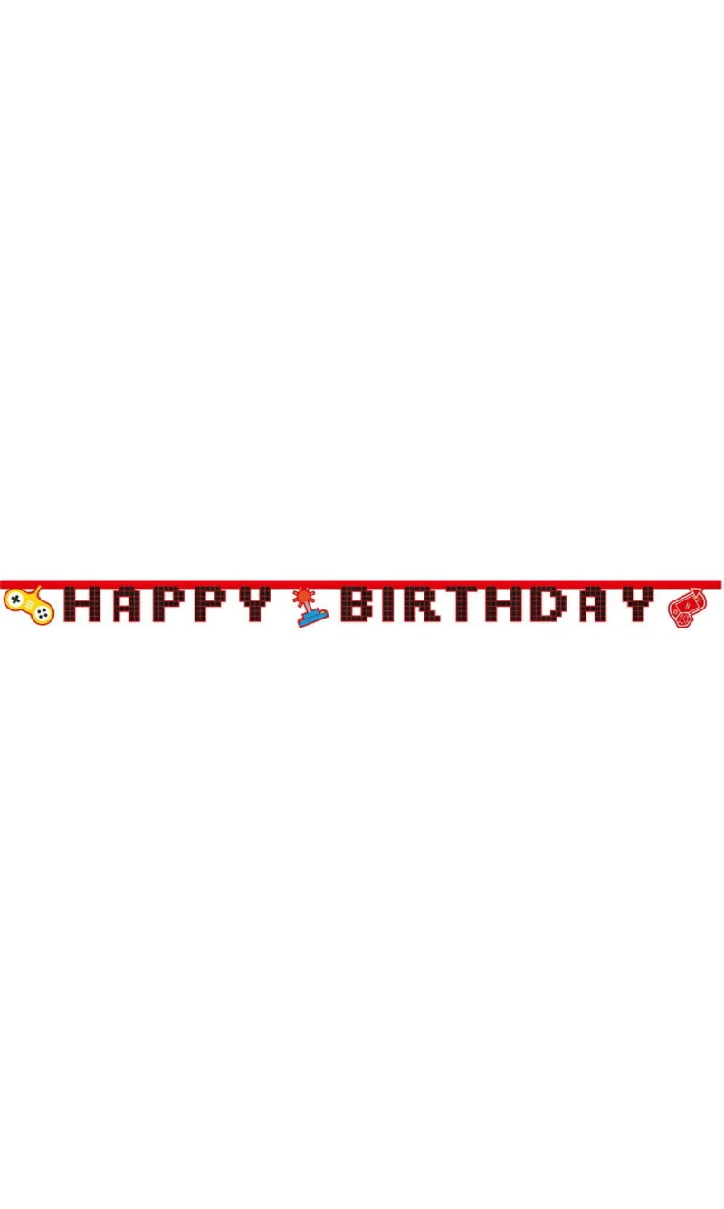 Gaming Party FSC "Happy Birthday" Die-Cut Banner - 1pk