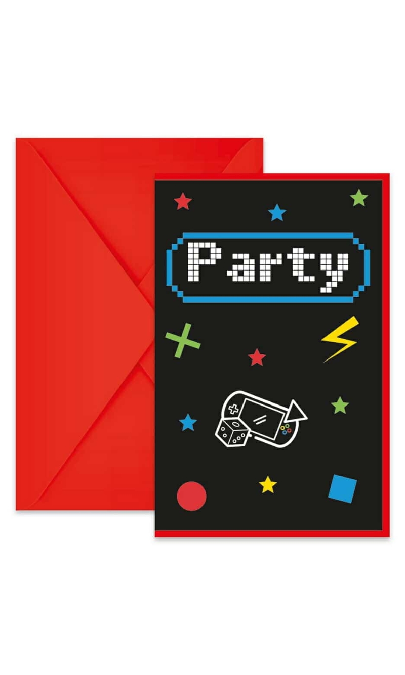 Gaming Party FSC Invitations & Envelopes - 6pk