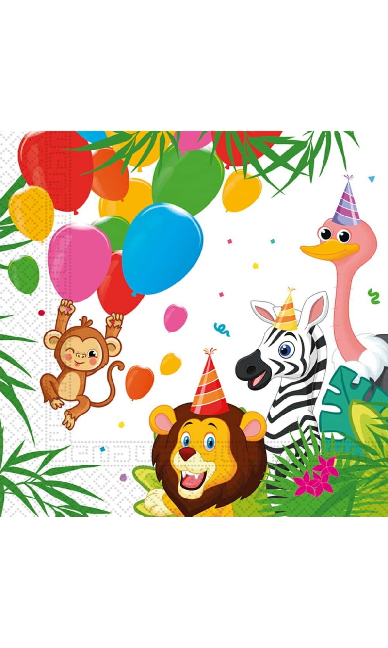 Jungle Balloons FSC Two-Ply Paper Napkins 33x33cm - 20pk