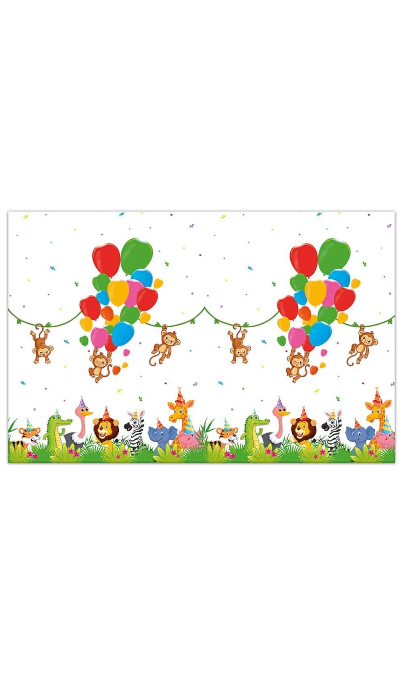 Jungle Balloons Plastic Tablecover 120x180cm - 1pk