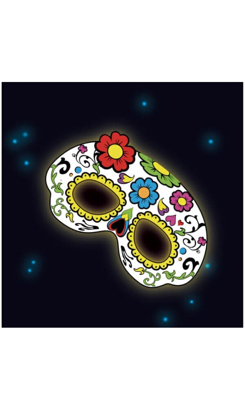 Glow Stick Mask White Floral - 19 x 11 cm