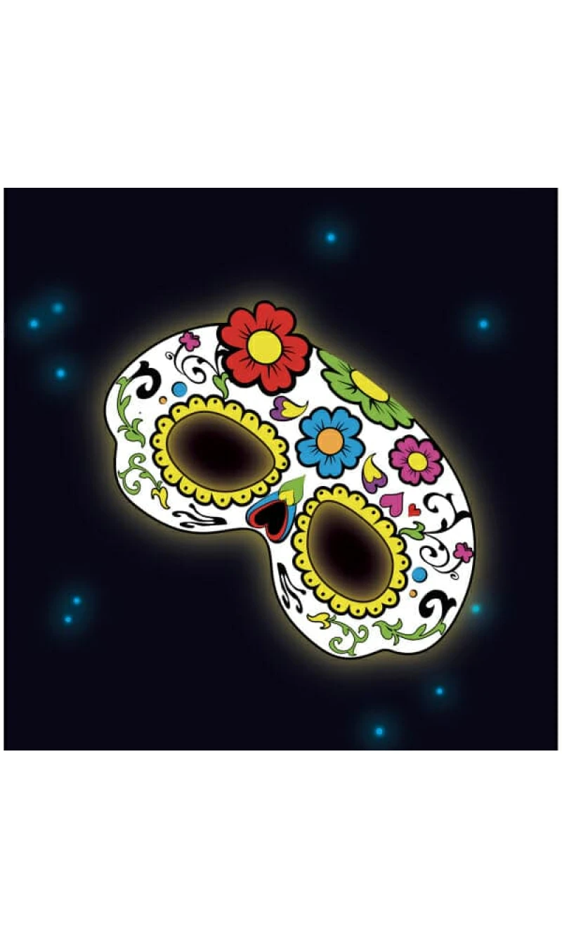 Glow Stick Mask White Floral - 19 x 11 cm